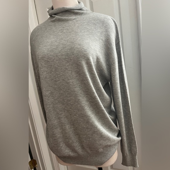 Neu Nomads NWOT Cotton Cashmere Mockneck Pullover Sweater Heather Gray M NWOT - Picture 3 of 6